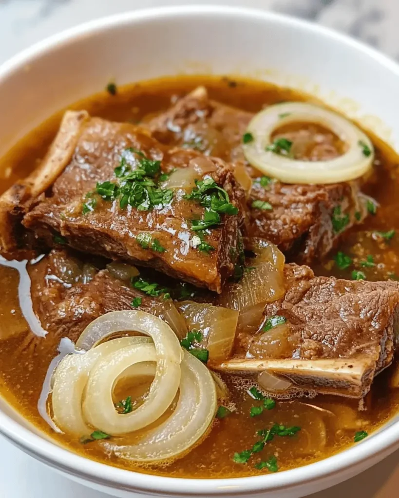 Sopa de Costillas de Res con Cebolla Francesa First Image First Image
