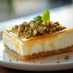 Cheesecake cremoso con miel y pistachos First Image First Image
