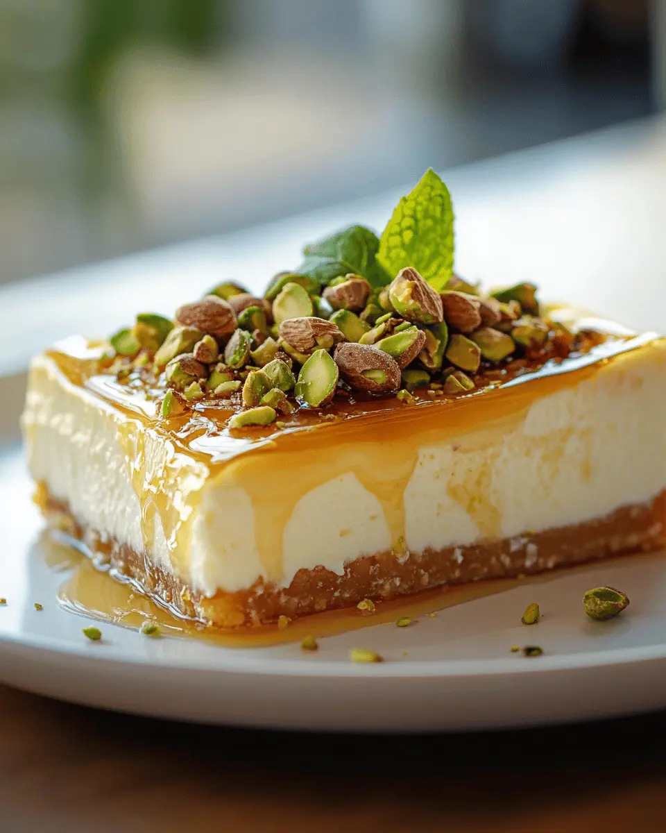 Cheesecake cremoso con miel y pistachos First Image First Image