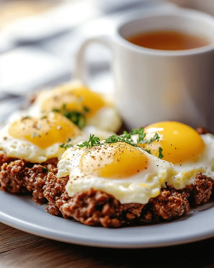 Tazas de desayuno de carne molida y huevo First Image First Image