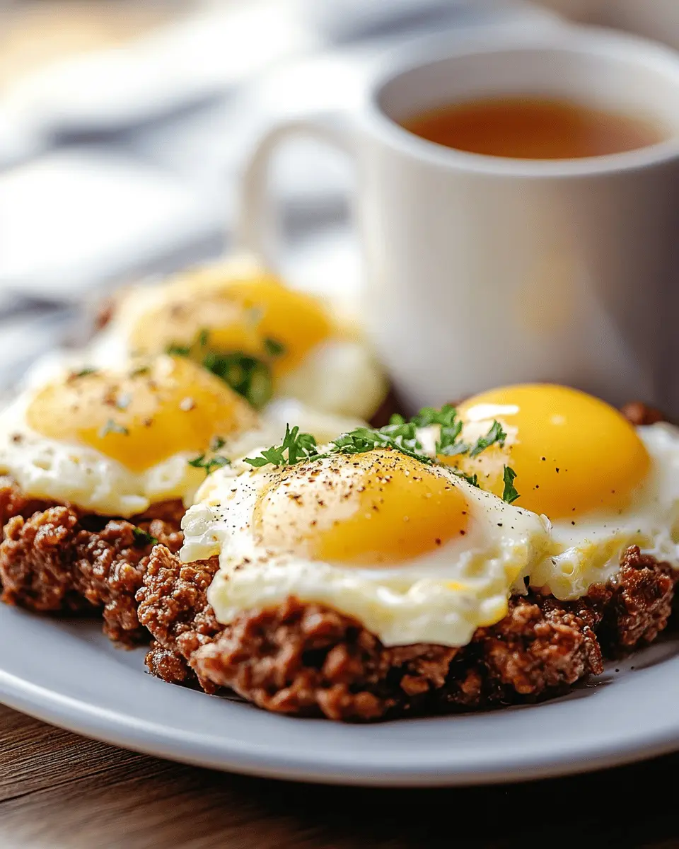 Tazas de desayuno de carne molida y huevo First Image First Image
