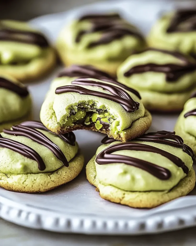 Galletas de Crema de Pistacho: Delicias Masticables con Placer de Chocolate First Image First Image