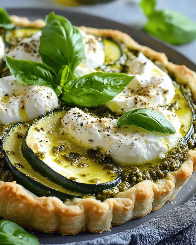 Tarta Crujiente de Calabacín, Pesto y Burrata First Image First Image