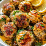 Albóndigas de Pavo al Horno en Salsa de Mantequilla de Limón