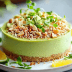 Cheesecake Salado de Aguacate, Limón Verde y Crumble Salado de Almendras