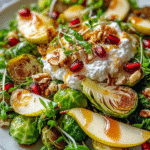 Ensalada de Coles de Bruselas Glaseadas con Jarabe de Arce y Pera con Ricotta Batida