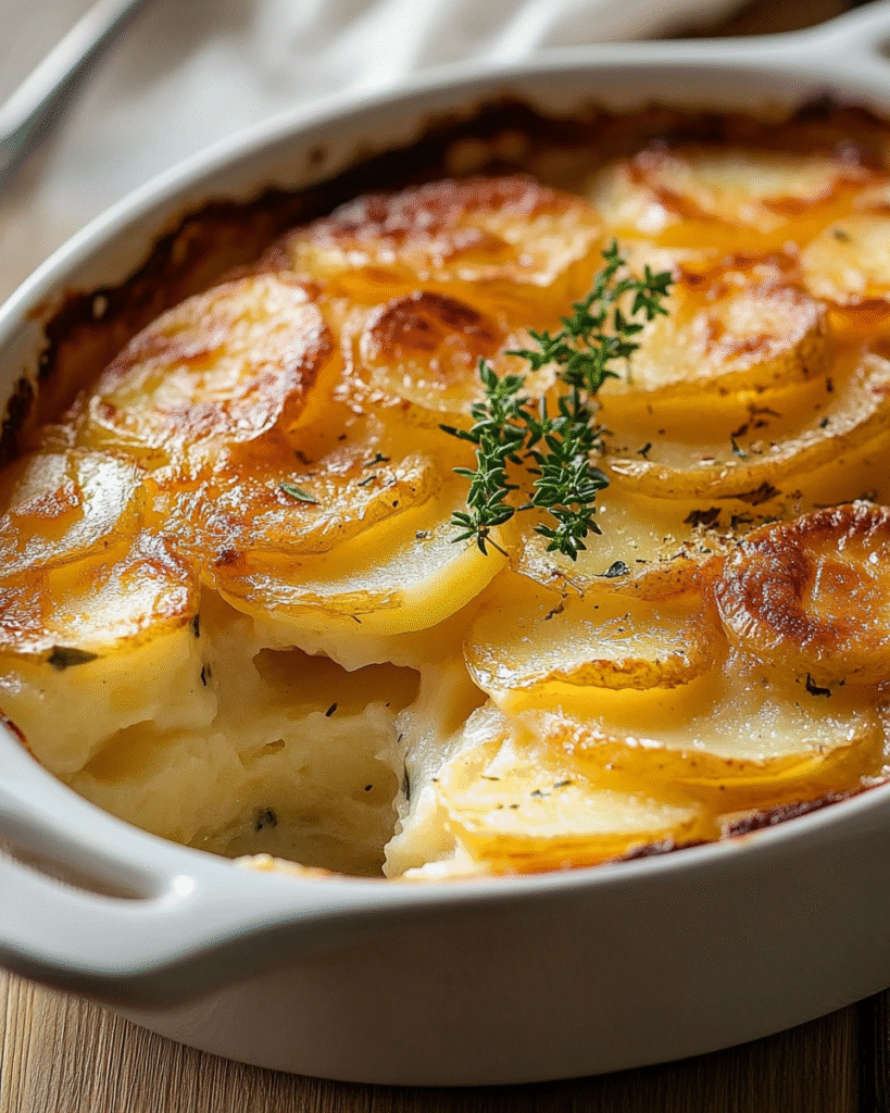Gratin de Patatas al Ajo y Crema