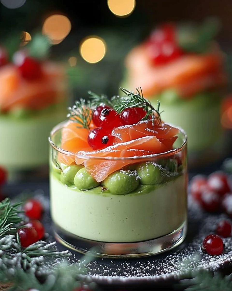 Mousse Navideña de Aguacate y Salmón Ahumado