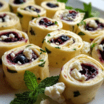 Rollitos de Crema de Queso con Arándanos y Feta
