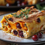 Rollos de Lasaña de Batata, Canela y Arándanos con Ricotta