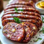 Salchichas Ahumadas Caseras con Ajo y Semillas de Mostaza