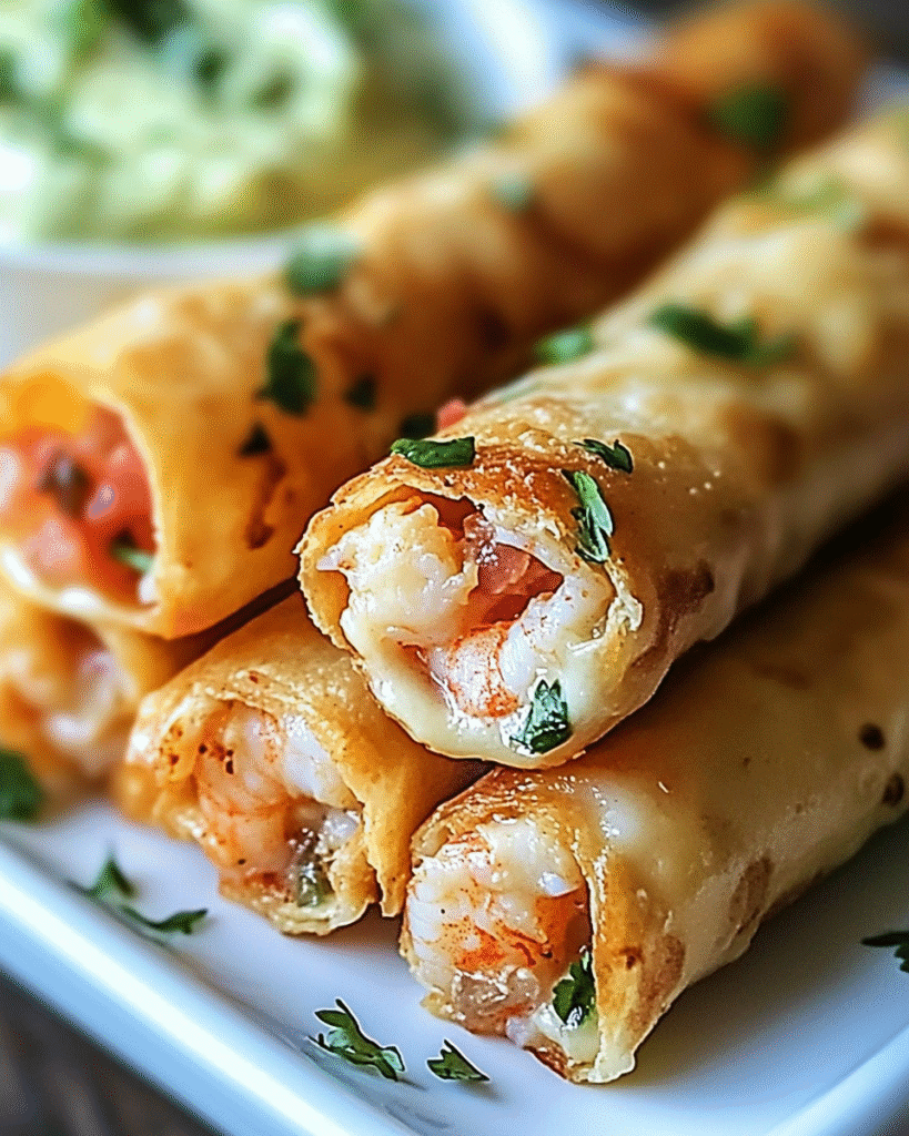 Taquitos Crujientes de Cangrejo y Camarón con Queso