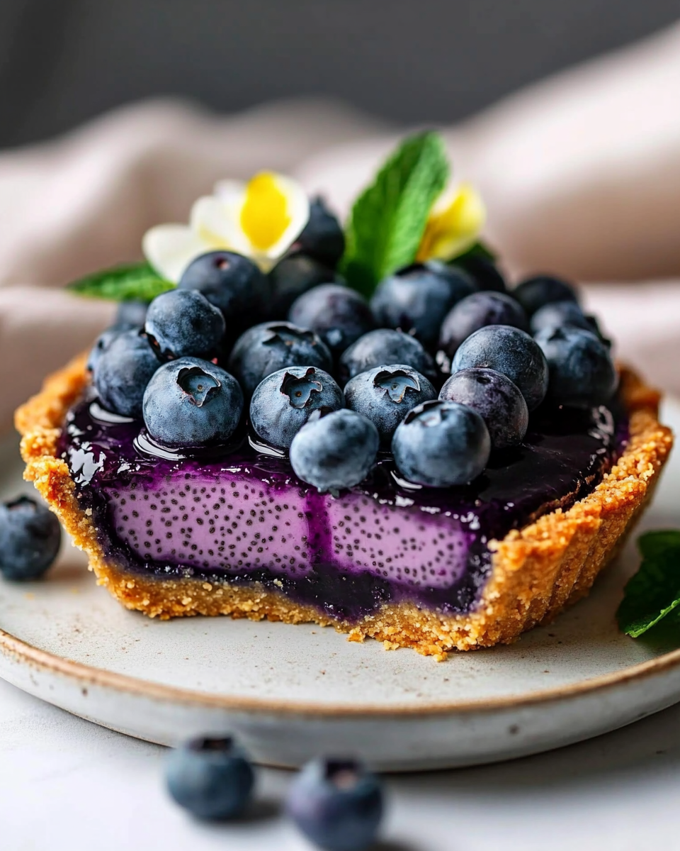 Tarta de Chía y Arándanos Sin Horno