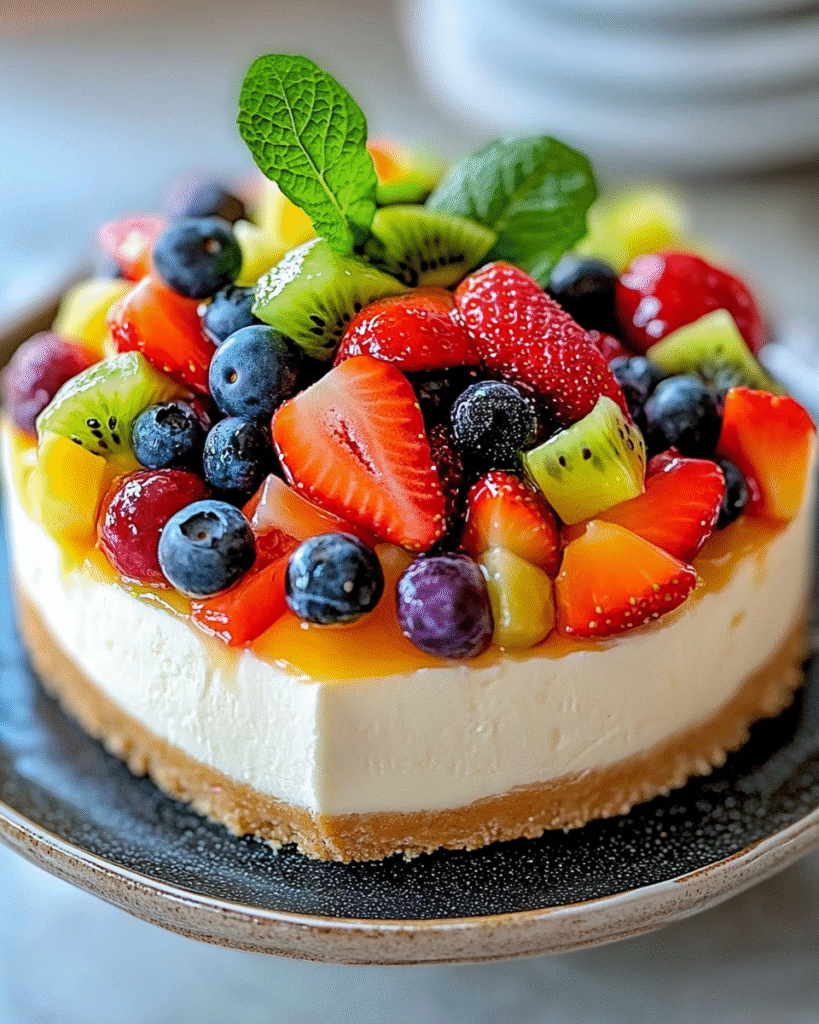 Tarta de Queso con Ensalada de Frutas Refrescante