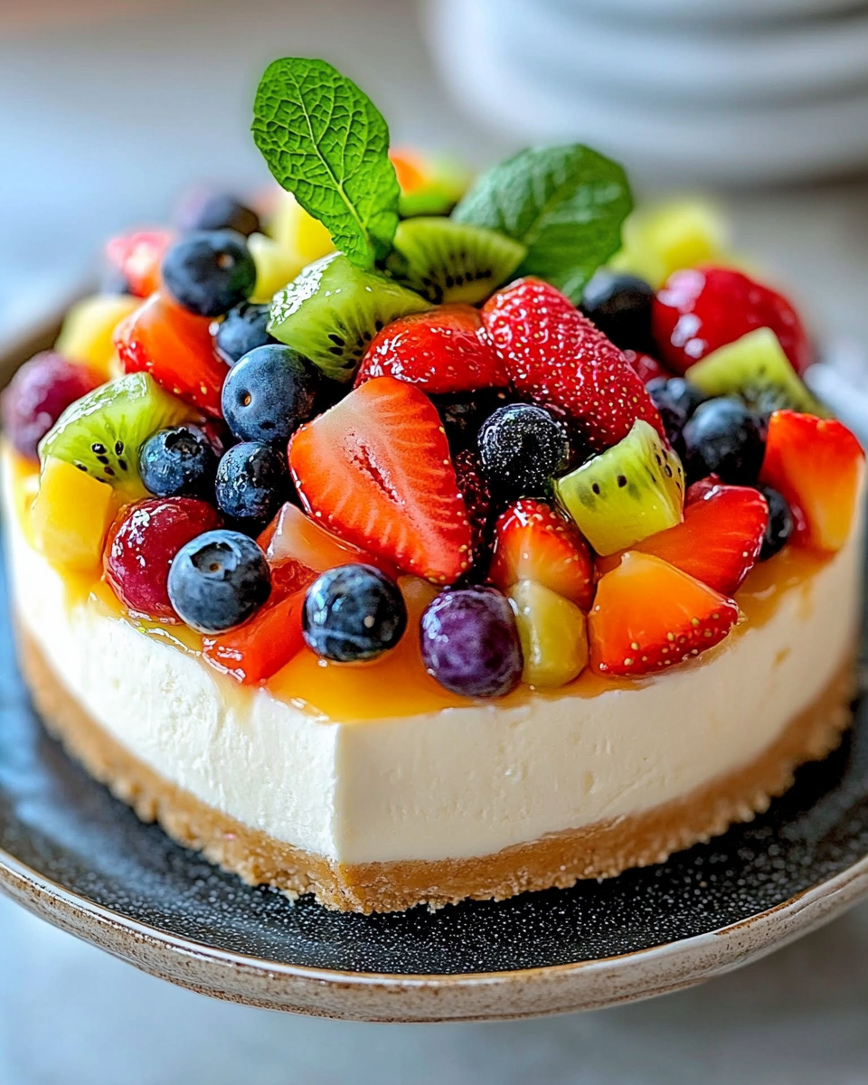 Tarta de Queso con Ensalada de Frutas Refrescante