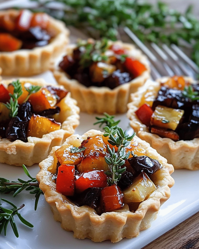 Tartaletas de Cosecha con Verduras Caramelizadas y Brie