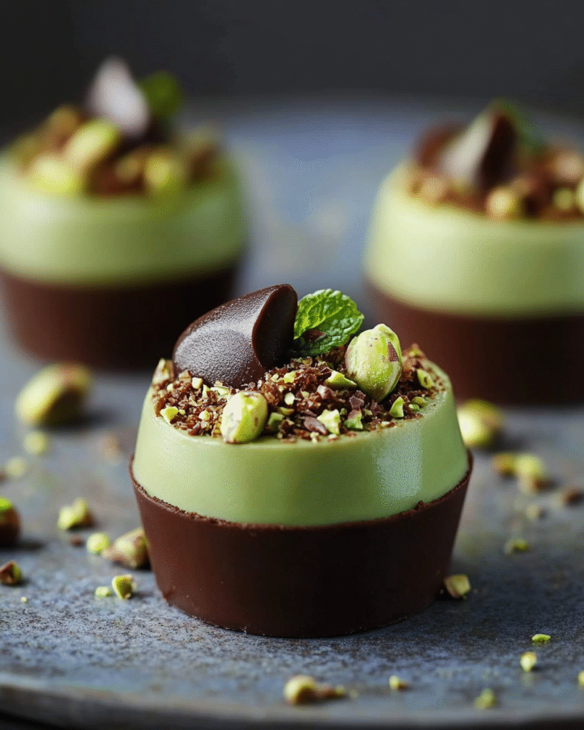 Tazas de Praliné de Pistacho Sin Horno