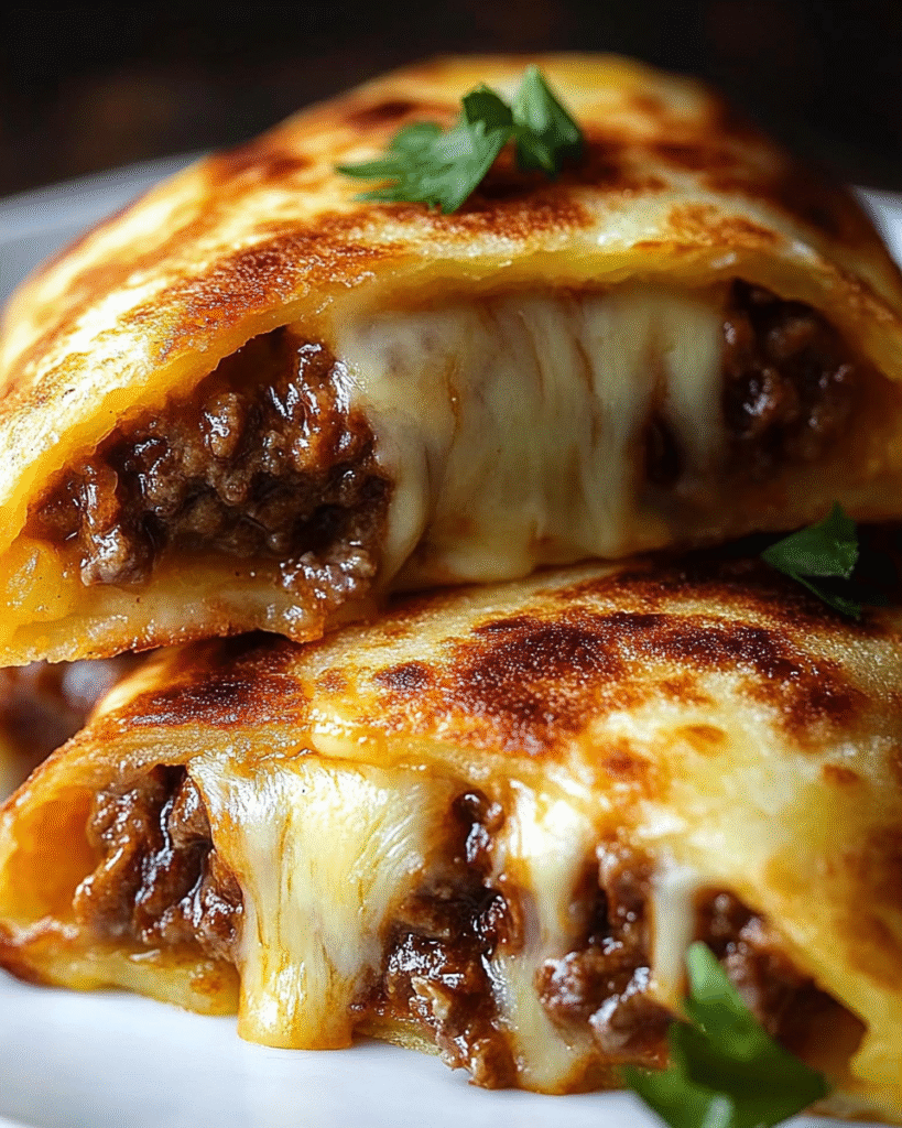 Tortitas Doradas de Papa Rellenas de Carne Sabrosa y Queso Fundido