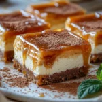 Barras de cheesecake de caramelo y canela First Image First Image