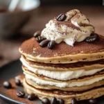 Pancakes de Tiramisu con Capas Empapadas en Café y Crema de Mascarpone First Image First Image