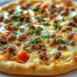Pizza de Desayuno con Galletas y Salsa de Salchicha First Image First Image