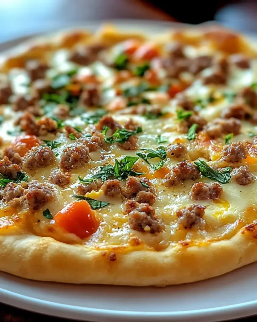 Pizza de Desayuno con Galletas y Salsa de Salchicha First Image First Image