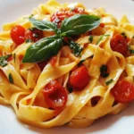 Tagliatelle fresca con salsa de tomate cherry y albahaca First Image First Image