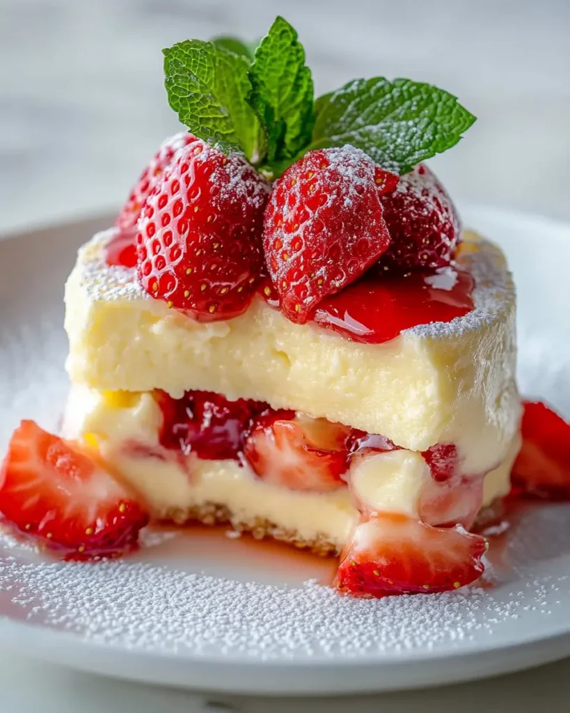 Pastel de Delicia de Natillas de Fresa First Image First Image