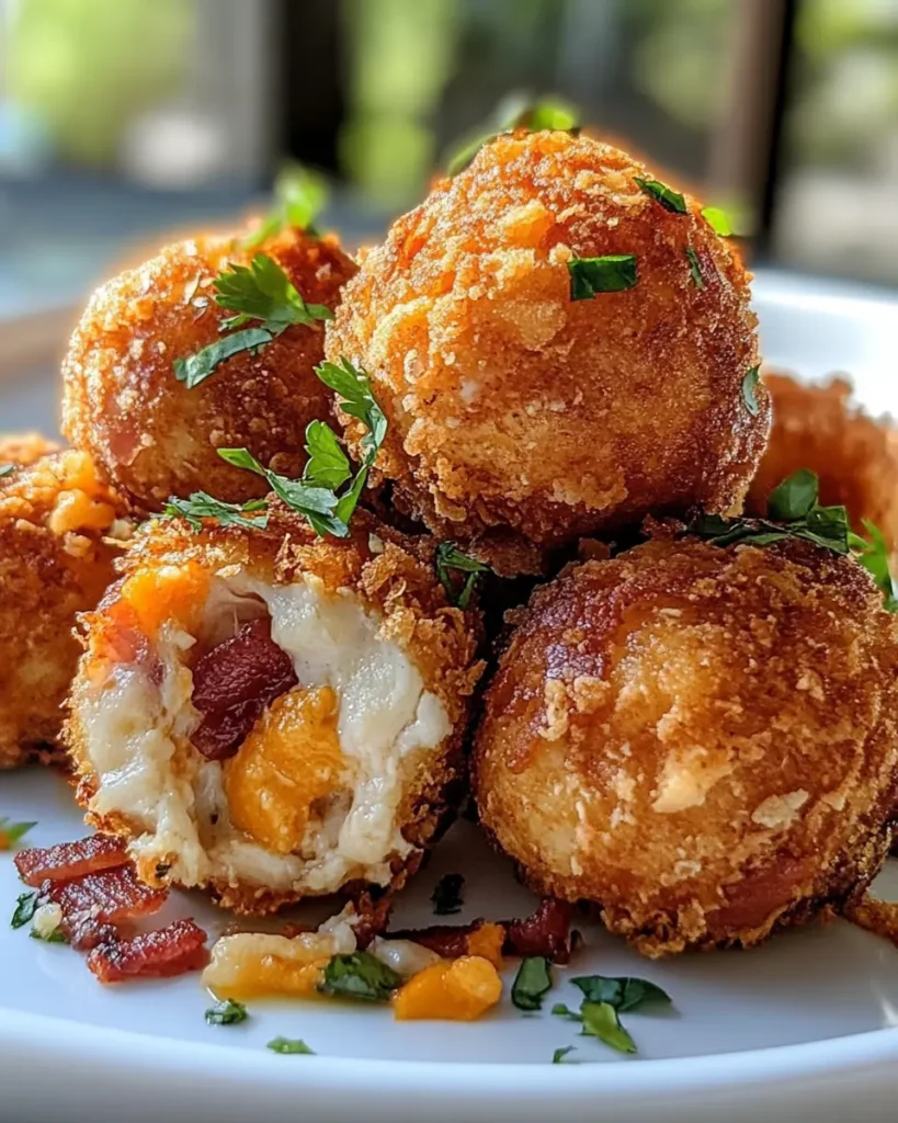 Bolas de Pollo Ranchero con Tocino y Queso Frito First Image First Image