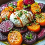 Ensalada Vibrante de Remolachas y Zanahorias Asadas con Burrata Cremosa First Image First Image
