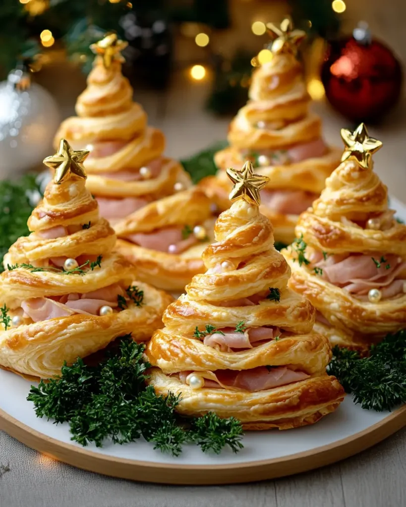 Árboles de Navidad de Hojaldre con Jamón y Queso First Image First Image