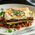Moussaka Vegetariana con Ragú de Lentejas y Bechamel First Image First Image