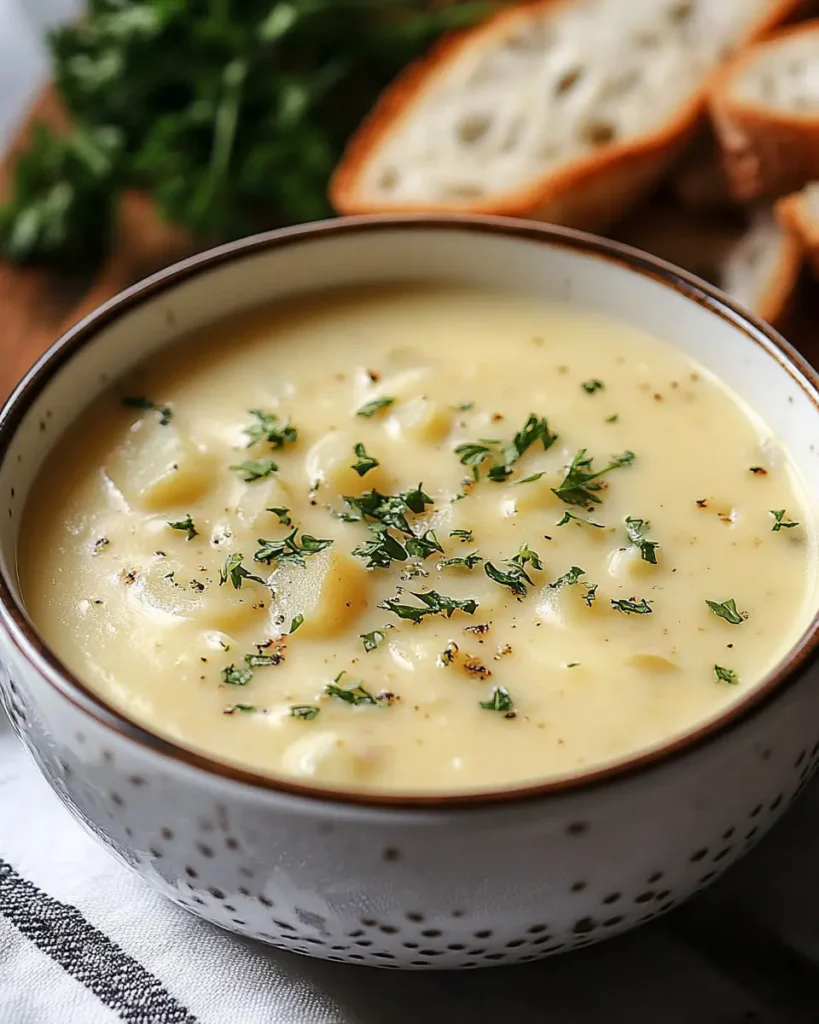 Sopa Cremosa de Papa con Cheddar, Ajo y Hierbas First Image First Image