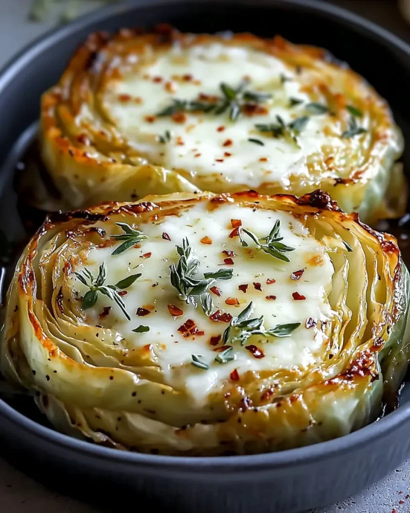 Steaks de repollo asados con queso First Image First Image