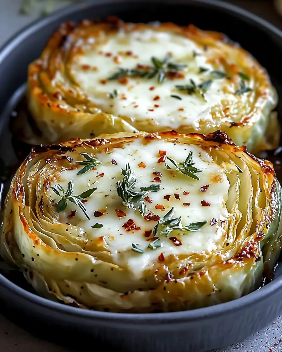 Steaks de repollo asados con queso First Image First Image