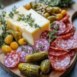 Tabla de Queso Marinado con Salami y Pepinillos First Image First Image