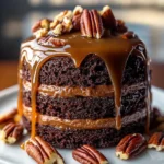 Pastel de Chocolate Decadente con Caramelo y Nueces Pecanas First Image First Image