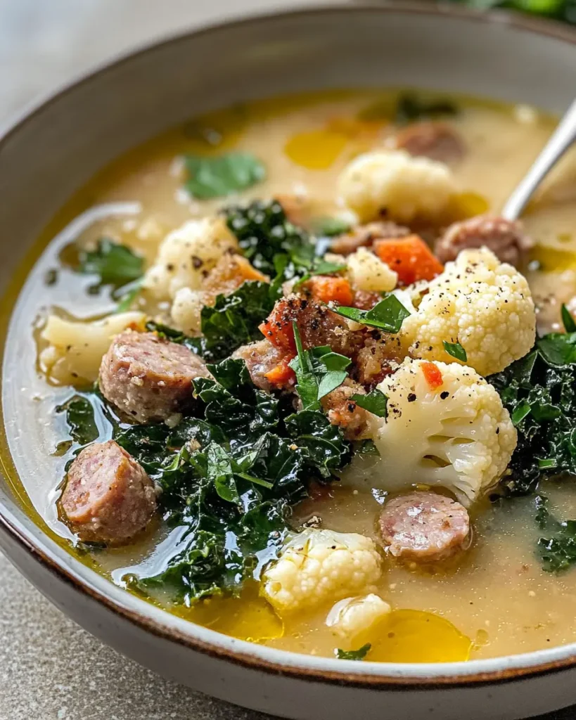 Sopa Toscana con Salchicha, Col Rizada y Coliflor First Image First Image