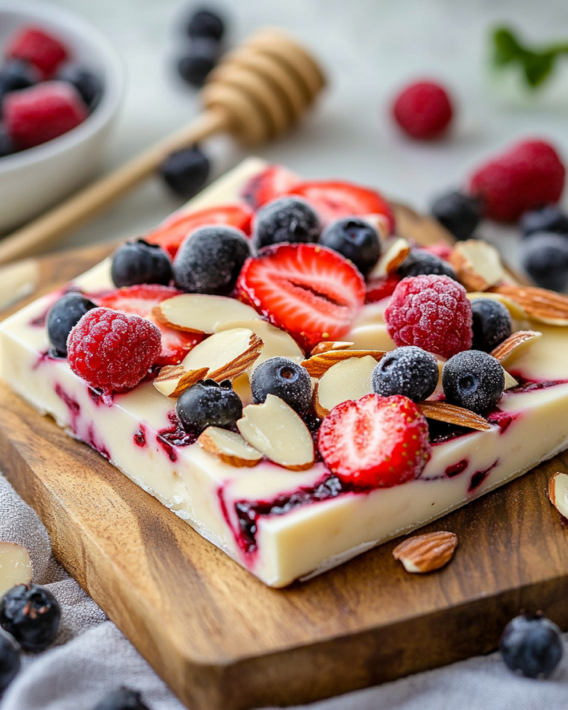Bark de Yogur Congelado con Frutas