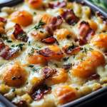 Cazuela de Macarrones con Queso, Bacon y Hamburguesa BBQ