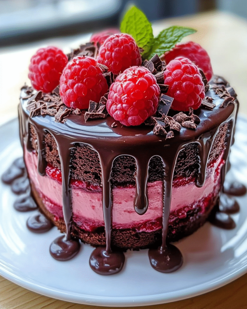 Delicia de Chocolate con Frambuesas y Cacao