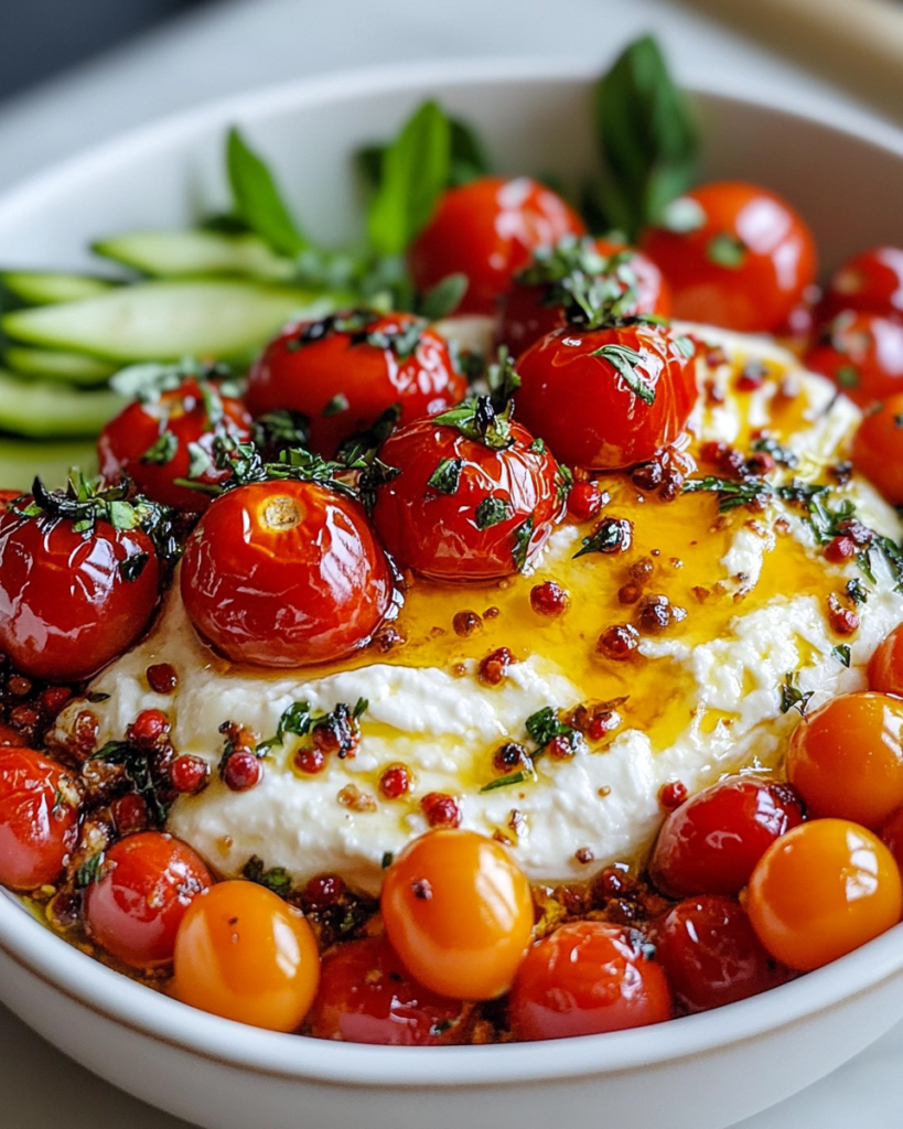 Dip de Burrata con Tomates y Miel Picante
