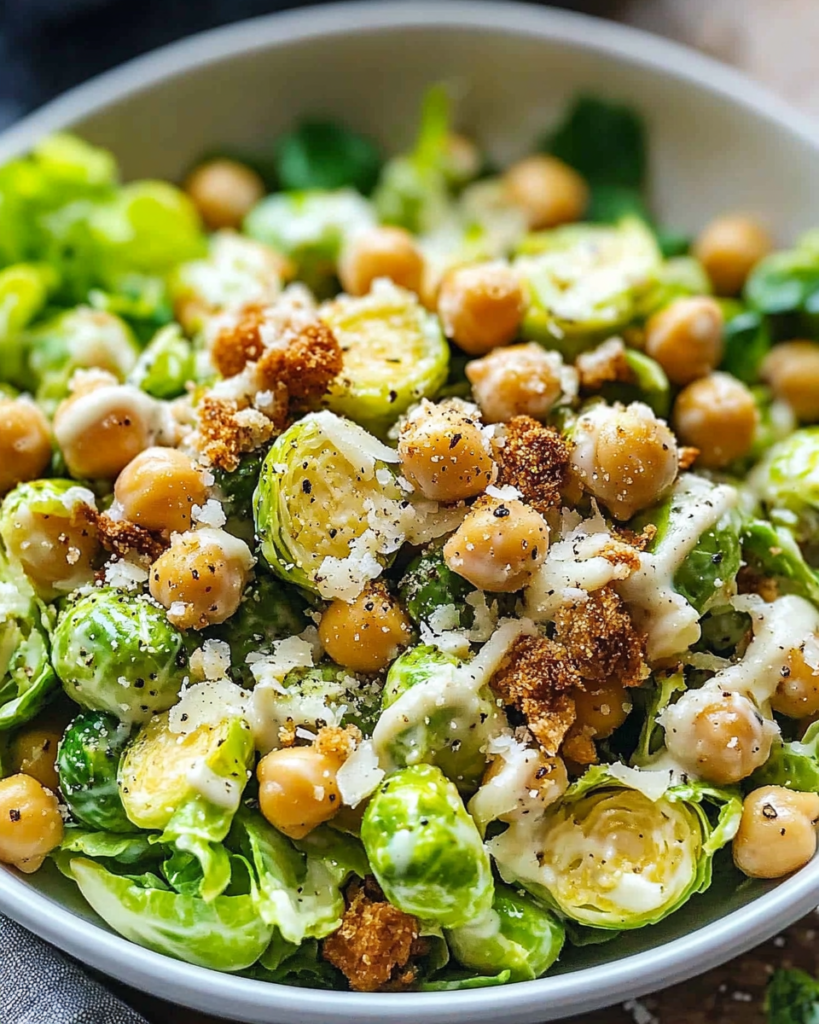 Ensalada César de Coles de Bruselas y Garbanzos