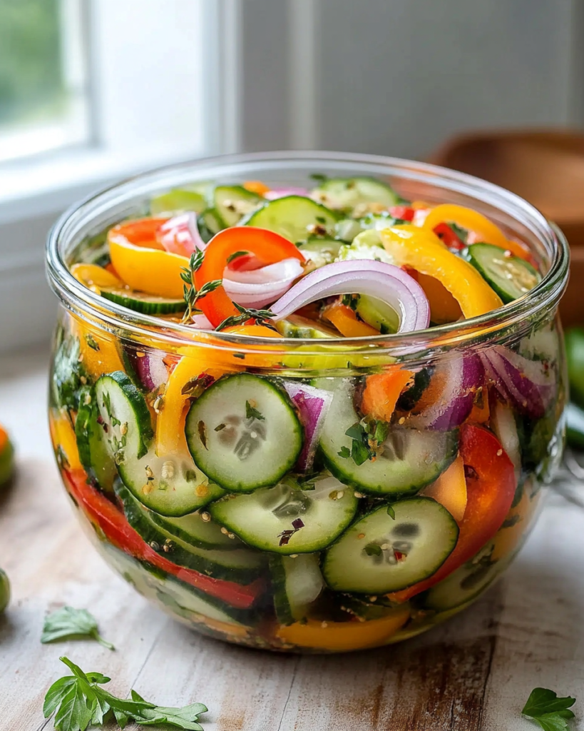 Ensalada de Pepinos en Escabeche con Cebolla y Pimiento