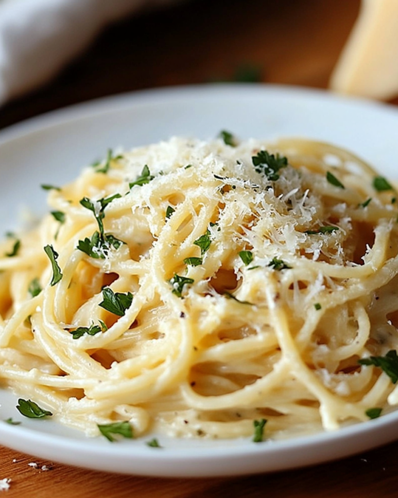 Espagueti Cremoso de Ajo y Parmesano