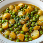 Estofado griego de guisantes y patatas