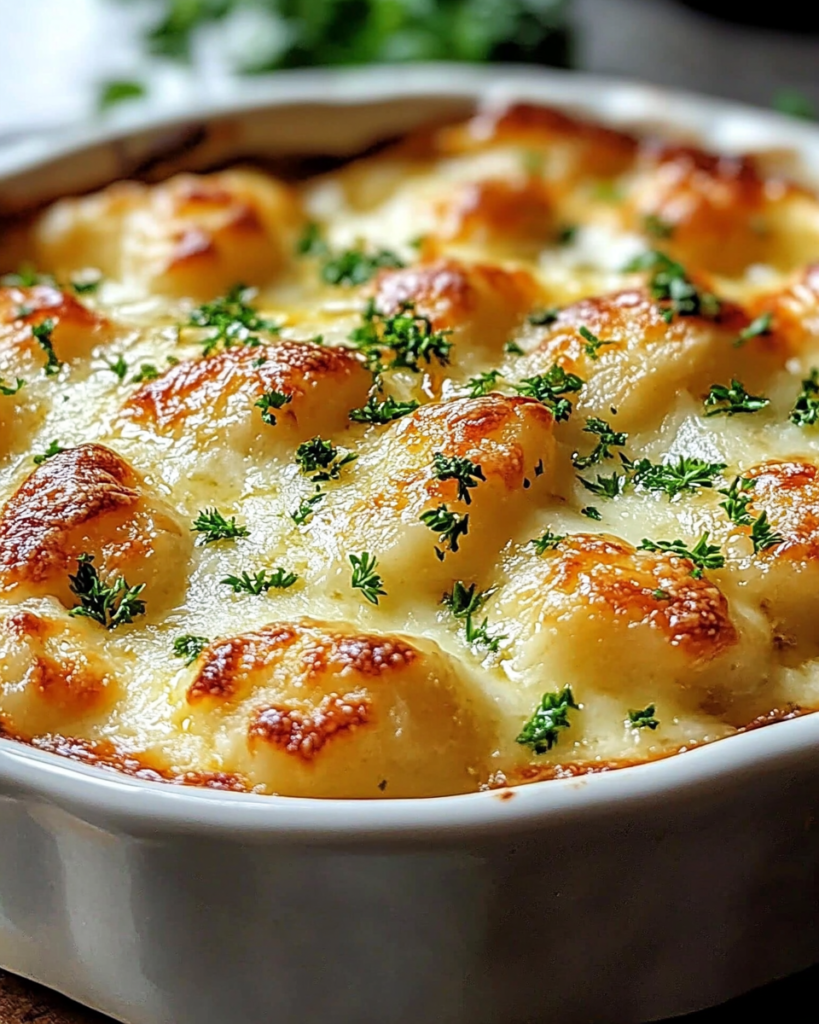 Gnocchi al horno con crema de parmesano