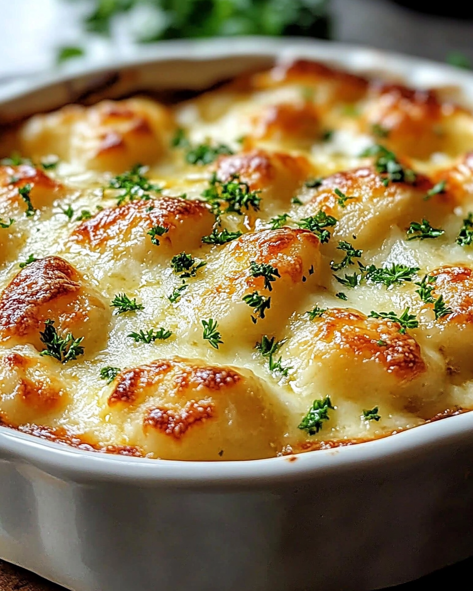 Gnocchi al horno con crema de parmesano