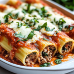 Manicotti Relleno de Carne y Espinacas