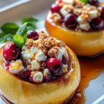 Manzanas al Horno con Feta, Miel y Arándanos
